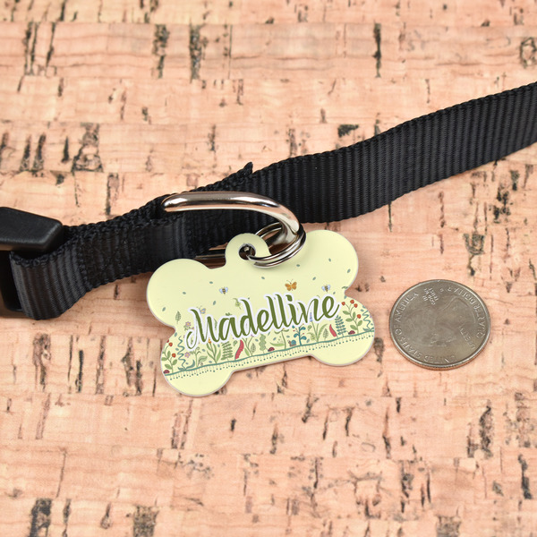 Nature Inspired Bone Shaped Dog ID Tag - Large - In Context