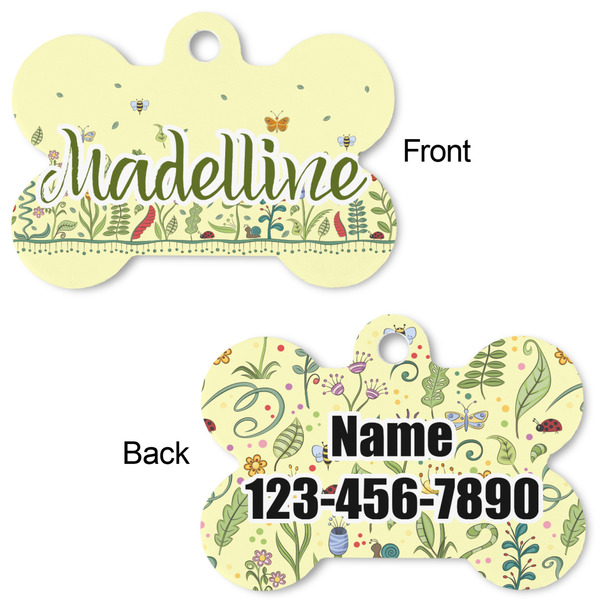 Nature & Flowers Bone Shaped Dog Tag - Front & Back