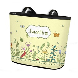 Nature Inspired Bucket Tote w/ Genuine Leather Trim (Personalized)