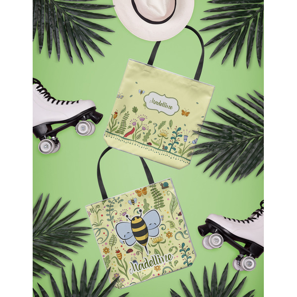 Nature Inspired Canvas Tote Lifestyle Front and Back- 13x13