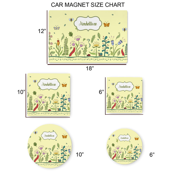 Nature Inspired Car Magnets - SIZE CHART