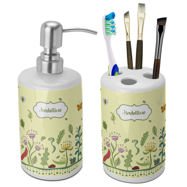 Custom Nature Inspired Ceramic Bathroom Accessories Set (Personalized)
