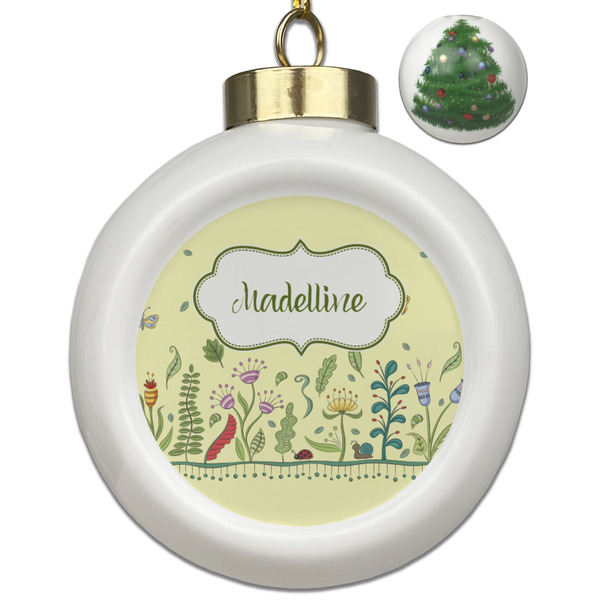 Custom Nature Inspired Ceramic Ball Ornament - Christmas Tree (Personalized)