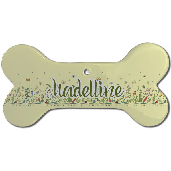 Nature Inspired Ceramic Flat Ornament - Bone Front