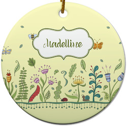 Nature Inspired Round Ceramic Ornament w/ Name or Text