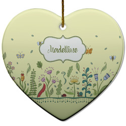Nature Inspired Heart Ceramic Ornament w/ Name or Text