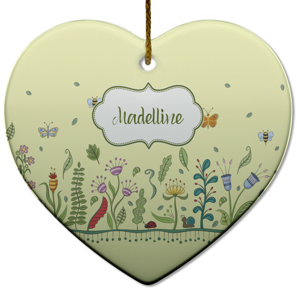 Nature Inspired Ceramic Flat Ornament - Heart (Front)