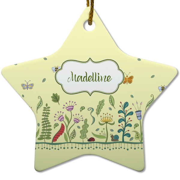 Custom Nature Inspired Star Ceramic Ornament w/ Name or Text