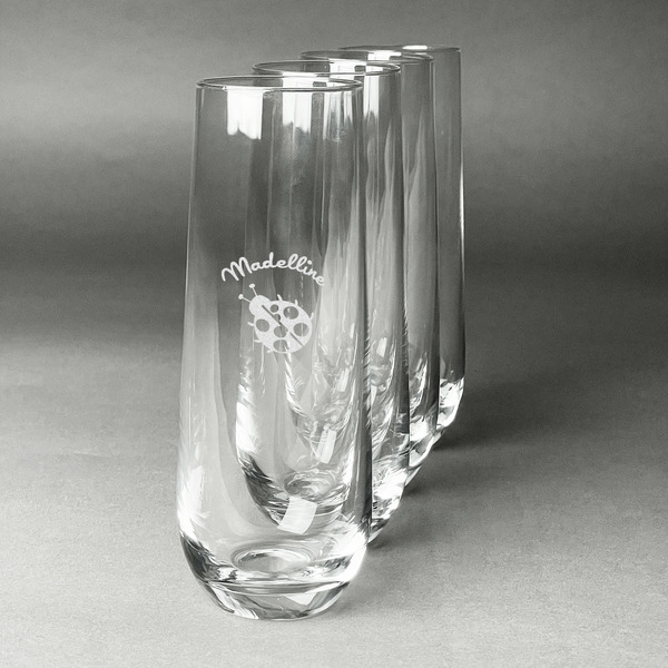 Custom Nature Inspired Champagne Flute - Stemless Engraved - Set of 4 (Personalized)