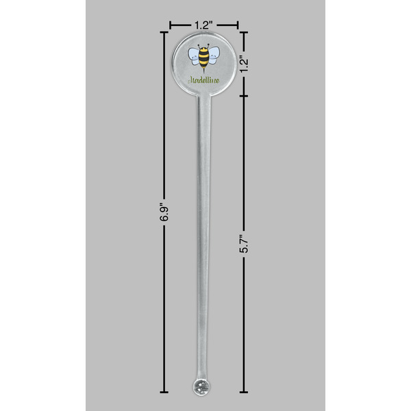 Nature Inspired Clear Plastic 7" Stir Stick - Round - Dimensions