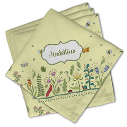 Nature Inspired Cloth Cocktail Napkins - Set of 4 w/ Name or Text