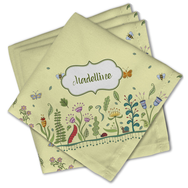 Custom Nature Inspired Cloth Cocktail Napkins - Set of 4 w/ Name or Text