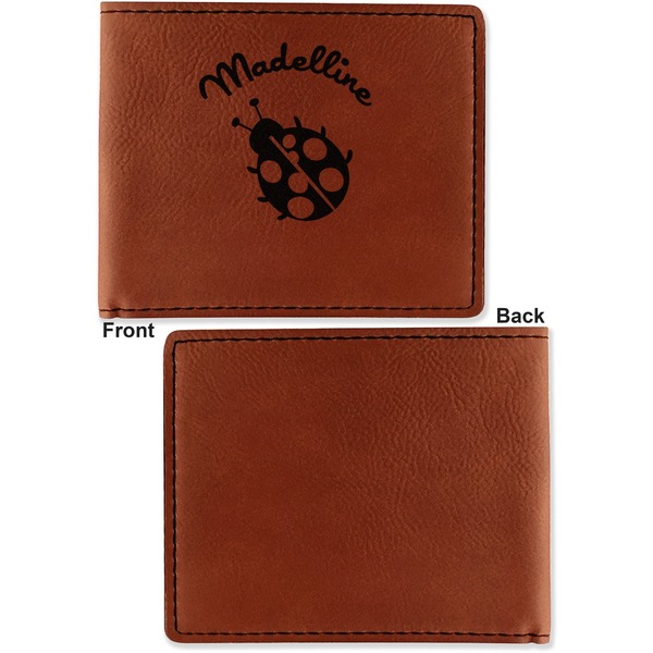 Nature Inspired Cognac Leatherette Bifold Wallets - Front and Back Single Sided - Apvl
