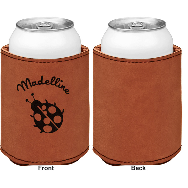 Nature Inspired Cognac Leatherette Can Sleeve - Single Sided Front and Back