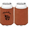 Nature Inspired Cognac Leatherette Can Sleeve - Single Sided Front and Back