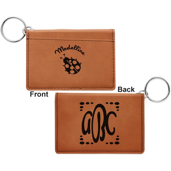 Nature Inspired Cognac Leatherette Keychain ID Holders - Front and Back Apvl