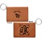 Nature Inspired Cognac Leatherette Keychain ID Holders - Front and Back Apvl