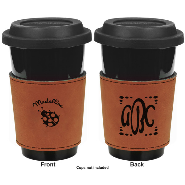 Nature Inspired Cognac Leatherette Mug Sleeve - Double Sided Apvl