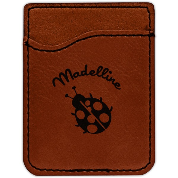 Nature Inspired Cognac Leatherette Phone Wallet close up