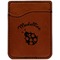 Nature Inspired Cognac Leatherette Phone Wallet close up
