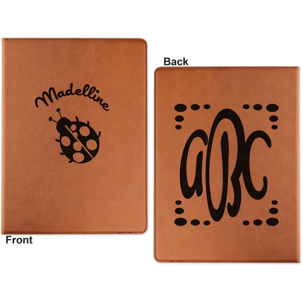 Nature Inspired Cognac Leatherette Portfolios with Notepad - Large - Double Sided - Apvl