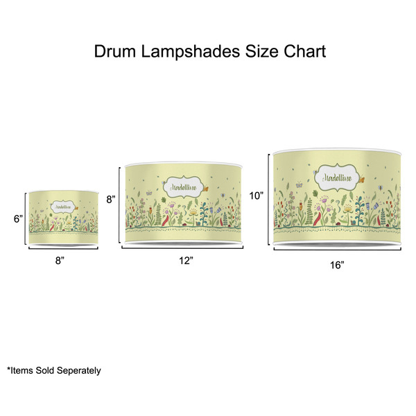 Nature Inspired Drum Lampshades - Sizing Chart
