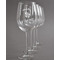 Nature Inspired Engraved Wine Glasses Set of 4 - Front View