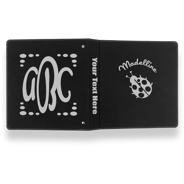 Nature Inspired Leather Binder - 1" - Black- Back Spine Front View