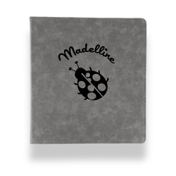 Nature Inspired Leather Binder - 1" - Grey (Personalized)