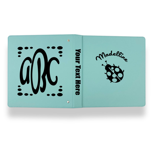 Nature Inspired Leather Binder - 1" - Teal - Back Spine Front View