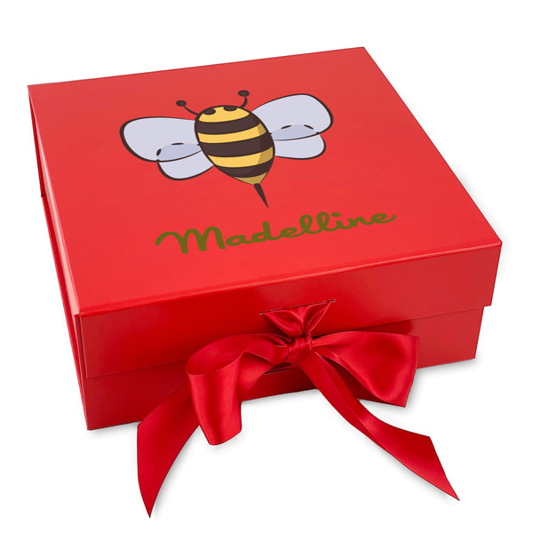 Custom Nature Inspired Gift Box with Magnetic Lid - Red (Personalized)