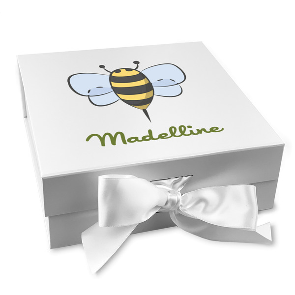 Custom Nature Inspired Gift Box with Magnetic Lid - White (Personalized)