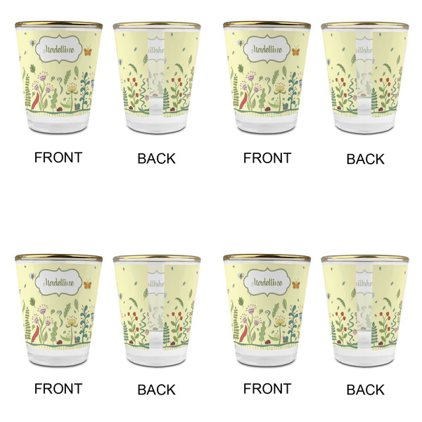 Nature Inspired Glass Shot Glass - with gold rim - Set of 4 - APPROVAL