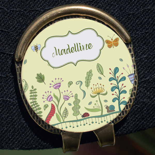 Nature Inspired Golf Ball Marker Hat Clip - Gold - Close Up
