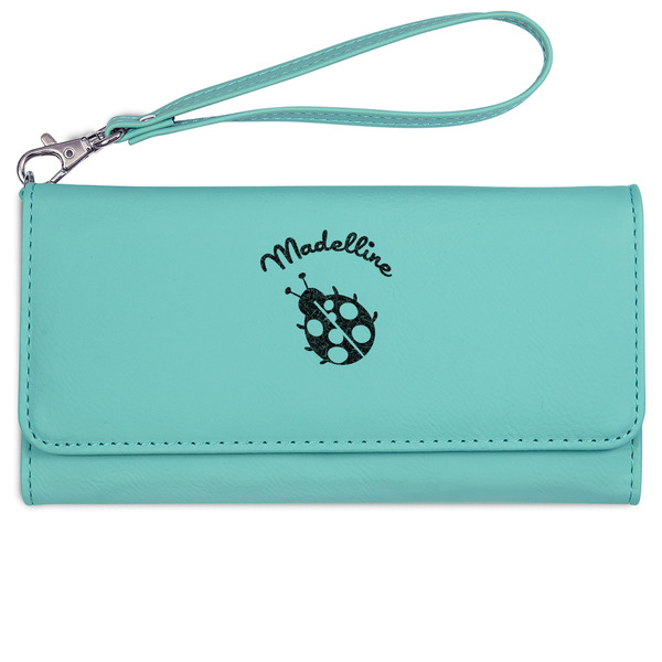 Nature Inspired Ladies Wallet - Leather - Teal - Front View