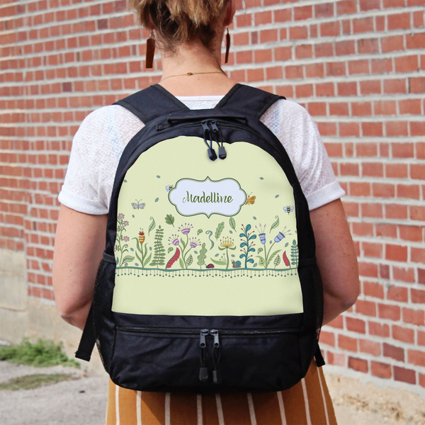 Nature Inspired Large Backpack - Black - On Back