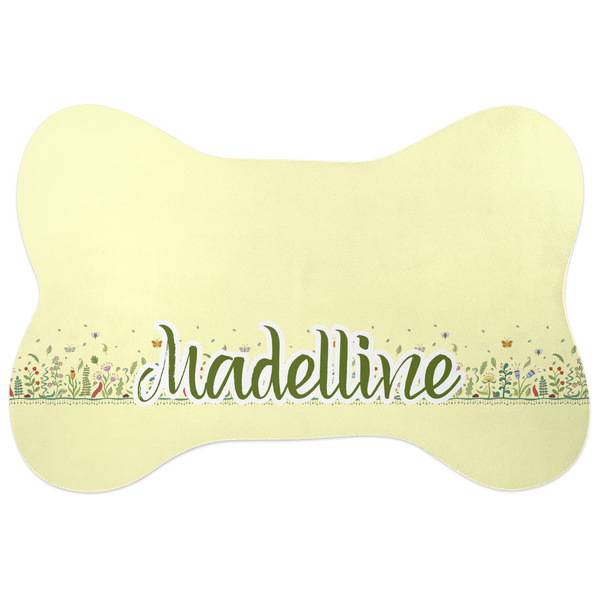 Custom Nature Inspired Bone Shaped Dog Food Mat (Personalized)
