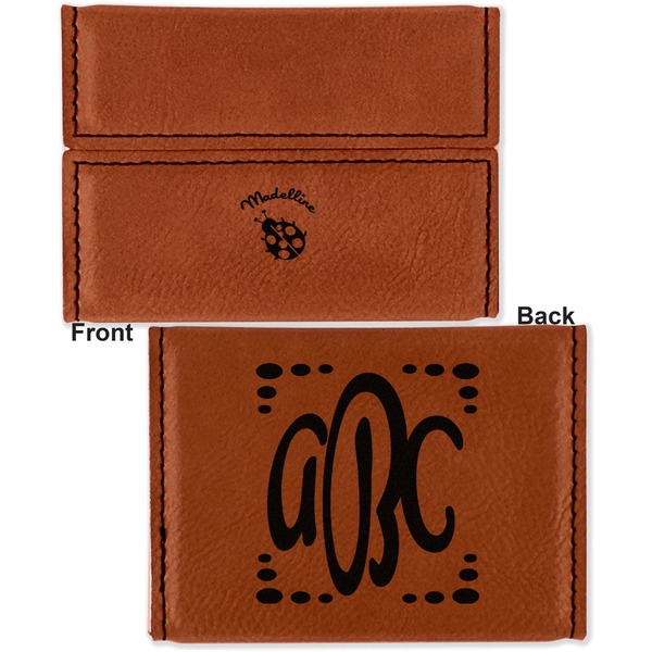 Nature Inspired Leather Business Card Holder - Front Back