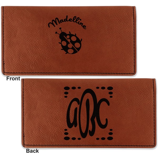 Nature Inspired Leather Checkbook Holder Front and Back