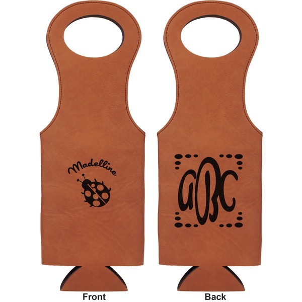 Nature Inspired Leatherette Wine Tote Double Sided - Front and Back