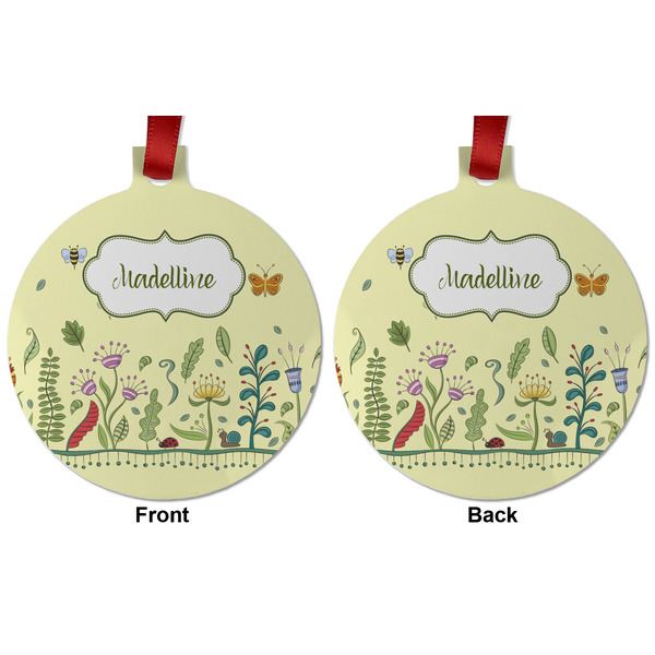 Nature Inspired Metal Ball Ornament - Front and Back