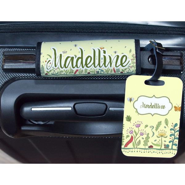 Nature Inspired Metal Luggage Tag & Handle Wrap - In Context