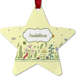 Nature Inspired Metal Star Ornament - Double Sided w/ Name or Text