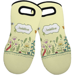 Nature Inspired Neoprene Oven Mitts - Set of 2 w/ Name or Text