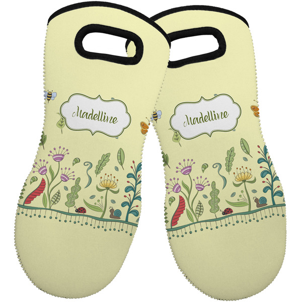 Custom Nature Inspired Neoprene Oven Mitts - Set of 2 w/ Name or Text