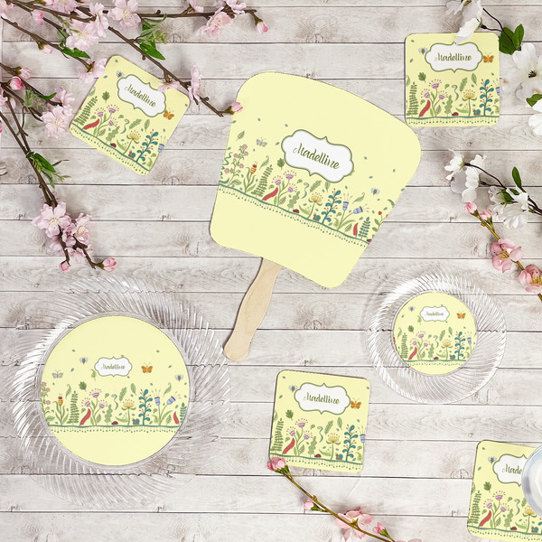 Nature Inspired Party Supplies Combination Image - All items - Plates, Coasters, Fans