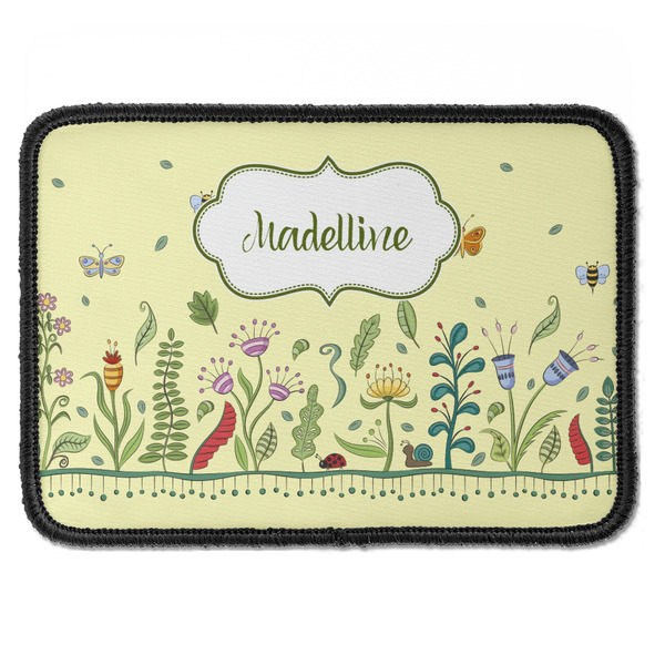 Custom Nature Inspired Iron On Rectangle Patch w/ Name or Text