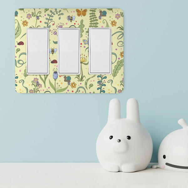 Nature Inspired Rocker Light Switch Covers - Triple - IN CONTEXT