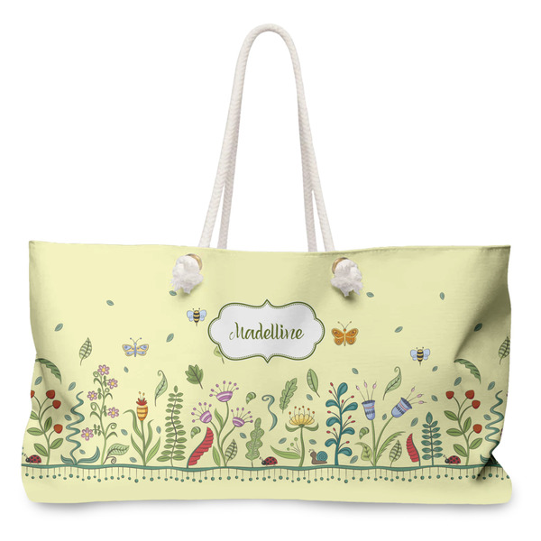 Custom Nature Inspired Large Tote Bag with Rope Handles (Personalized)
