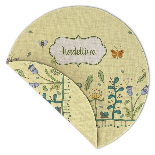 Nature Inspired Round Linen Placemats - Front (folded corner double sided)